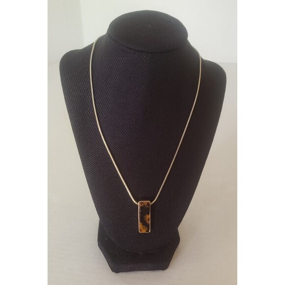 Anne Klein 19" Gold Tone Tortoise Shell Pendant Necklace - Picture 1 of 5